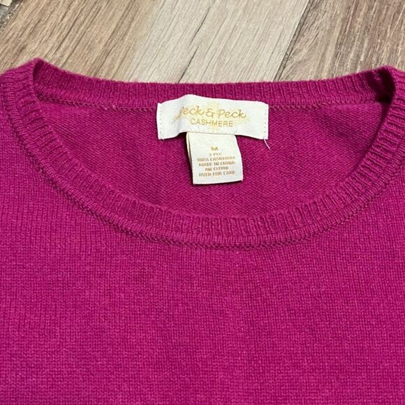 Peck & Peck 100% Cashmere Fuschia Womens Sweater Pullover Medium EUC - Picture 4 of 6